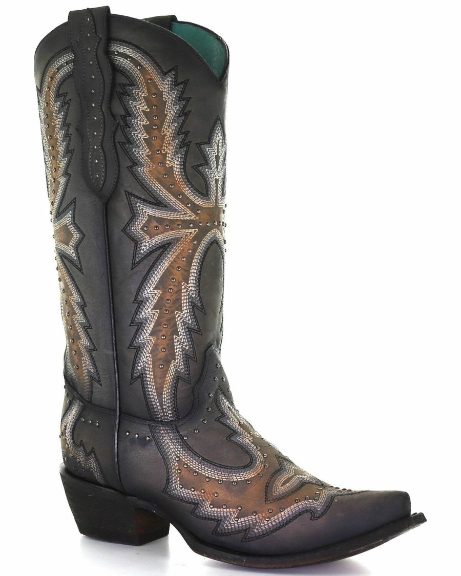 Women * | Cheap Corral Women'S Hand Painted With Embroidery Western Boots Snip Toe