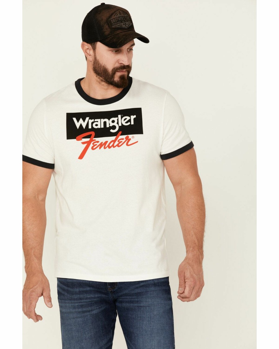 Men * | Official Wrangler Fender Men'S Logo Graphic Ringer T-Shirt