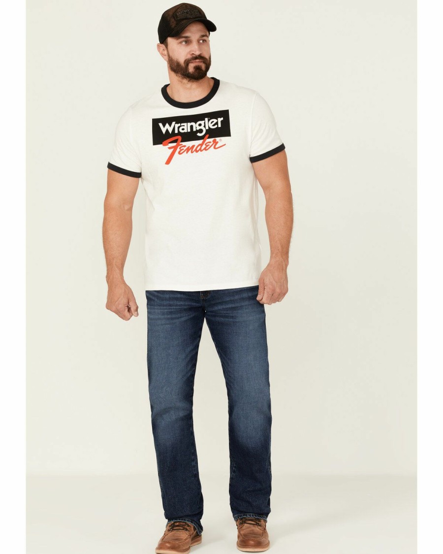 Men * | Official Wrangler Fender Men'S Logo Graphic Ringer T-Shirt