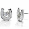 Women * | Special Offers Kelly Herd Women'S Baguette Horseshoe Jacket Stud Earrings