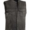 Men * | Special Offers Milwaukee Leather Men'S Black Open Neck Club Style Vest Big 4X