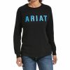 Women * | New Threads Ariat Women'S Black Rebar Cotton Strong Block Long Sleeve Tee