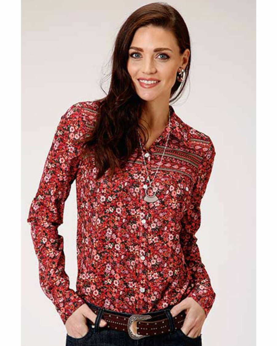 Women * | Discount Roper Women'S Prairie Fire Long Sleeve Western Shirt