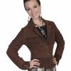 Women * | Unique Scully Leatherwear Lamb Suede Lace Panel Jacket