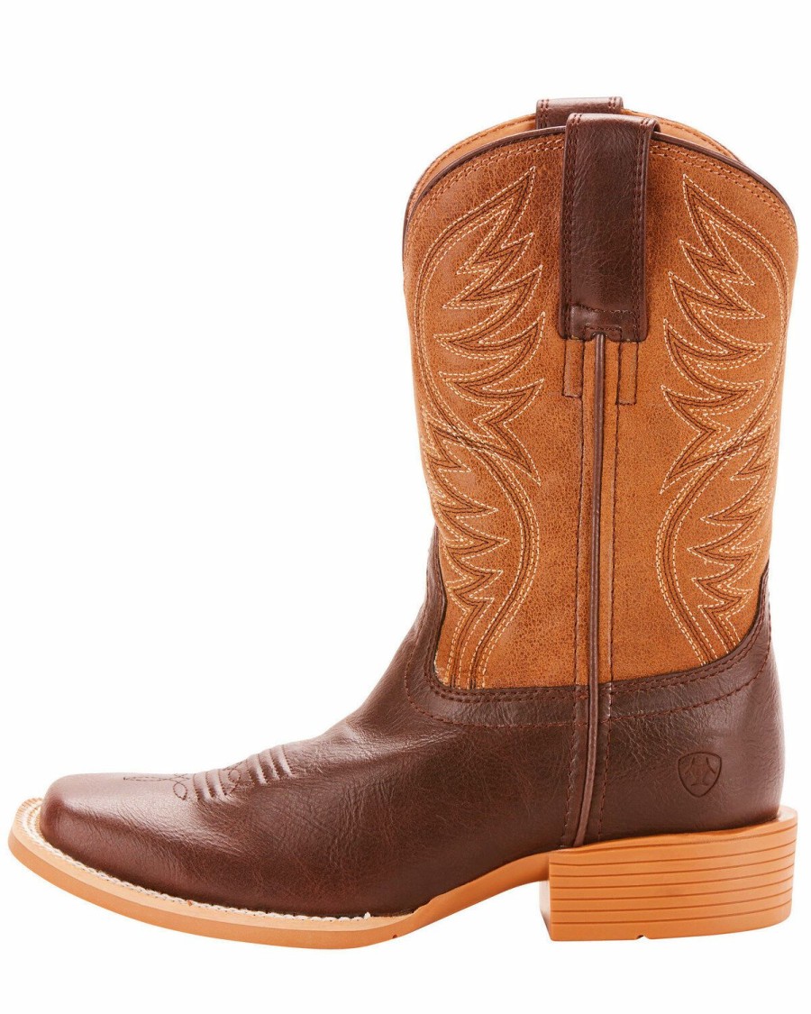 Kids * | Sale Online Ariat Girls' Brumby Fudgesickle Tumblin Tan Cowgirl Boots Square Toe