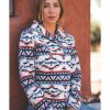 Women * | Best Sellers Outback Trading Co. Women'S Red Southwestern Fleece Janet Pullover