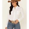 Women * | New Stetson Women'S White Eyelet Solid Long Sleeve Button-Down Western Shirt