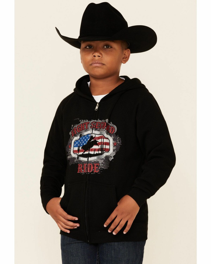 Gifts * | Cheap Cody James Boys' Eight Second Ride Bullrider Graphic Zip-Front Hooded Sweatshirt