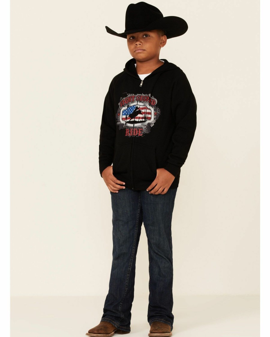 Gifts * | Cheap Cody James Boys' Eight Second Ride Bullrider Graphic Zip-Front Hooded Sweatshirt