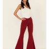 Women * | Official Shyanne Women'S Red Seamed Pocket Flare Jeans