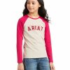 Kids * | Best Sellers Ariat Girls' R.E.A.L Southwestern Logo Long Sleeve Baseball Tee