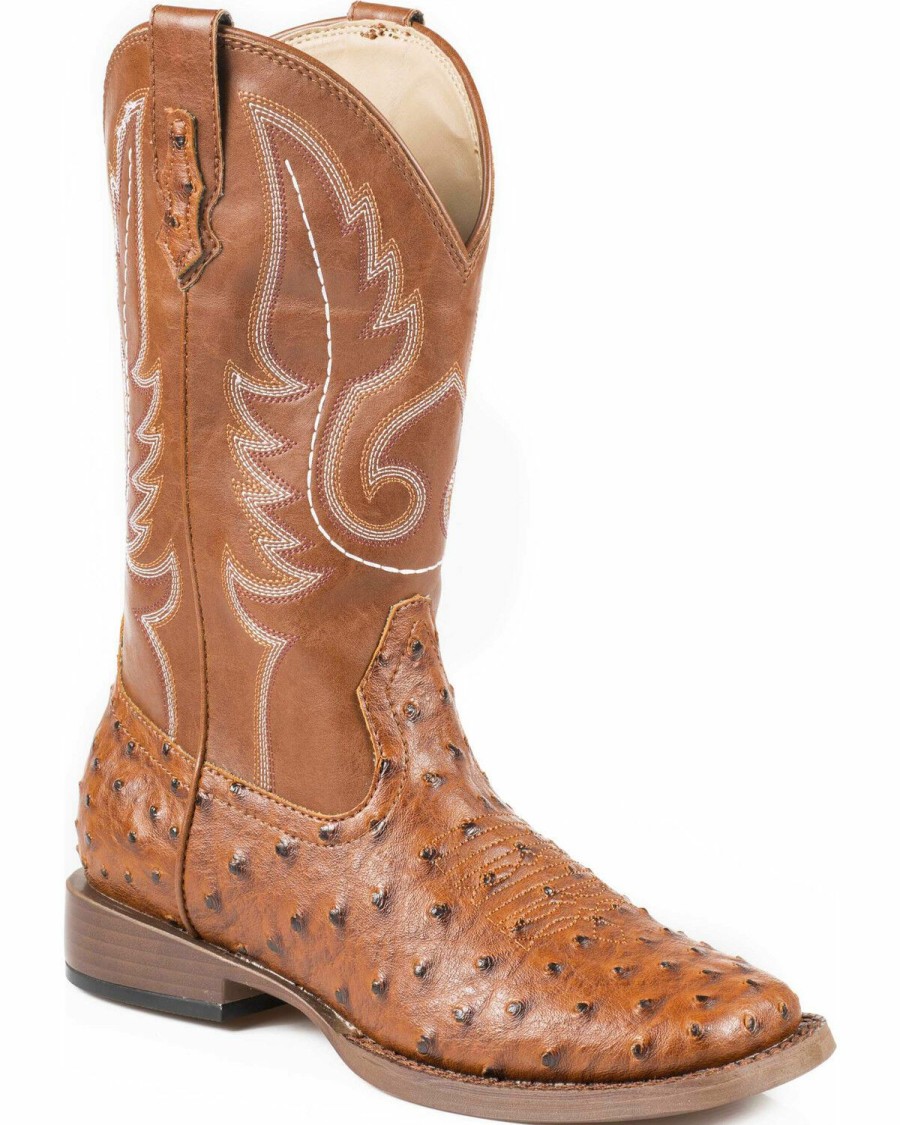 Women * | Top Selling Roper Faux Ostrich Leather Cowgirl Boots Square Toe