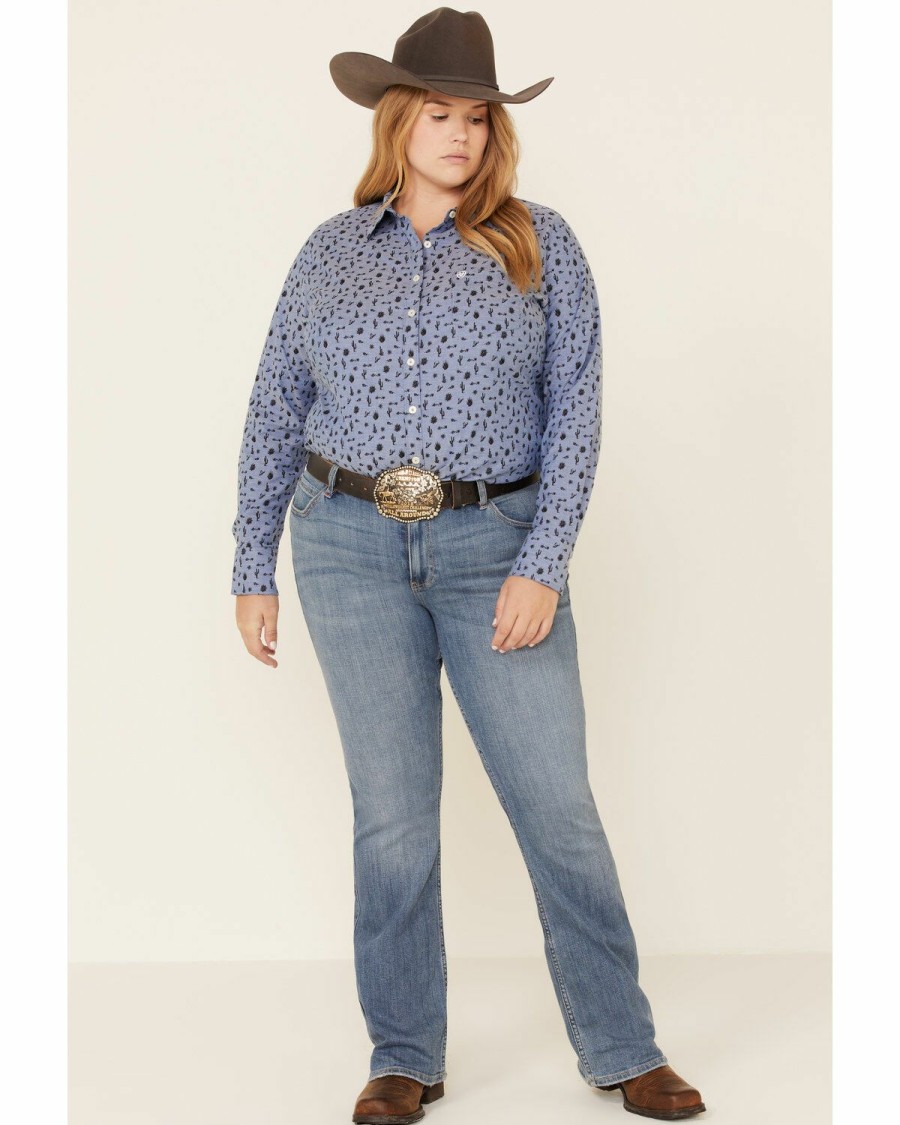 Women * | Unique Ariat Women'S Wrinkle Resist Desert Spring Kirby Long Sleeve Western Shirt Plus