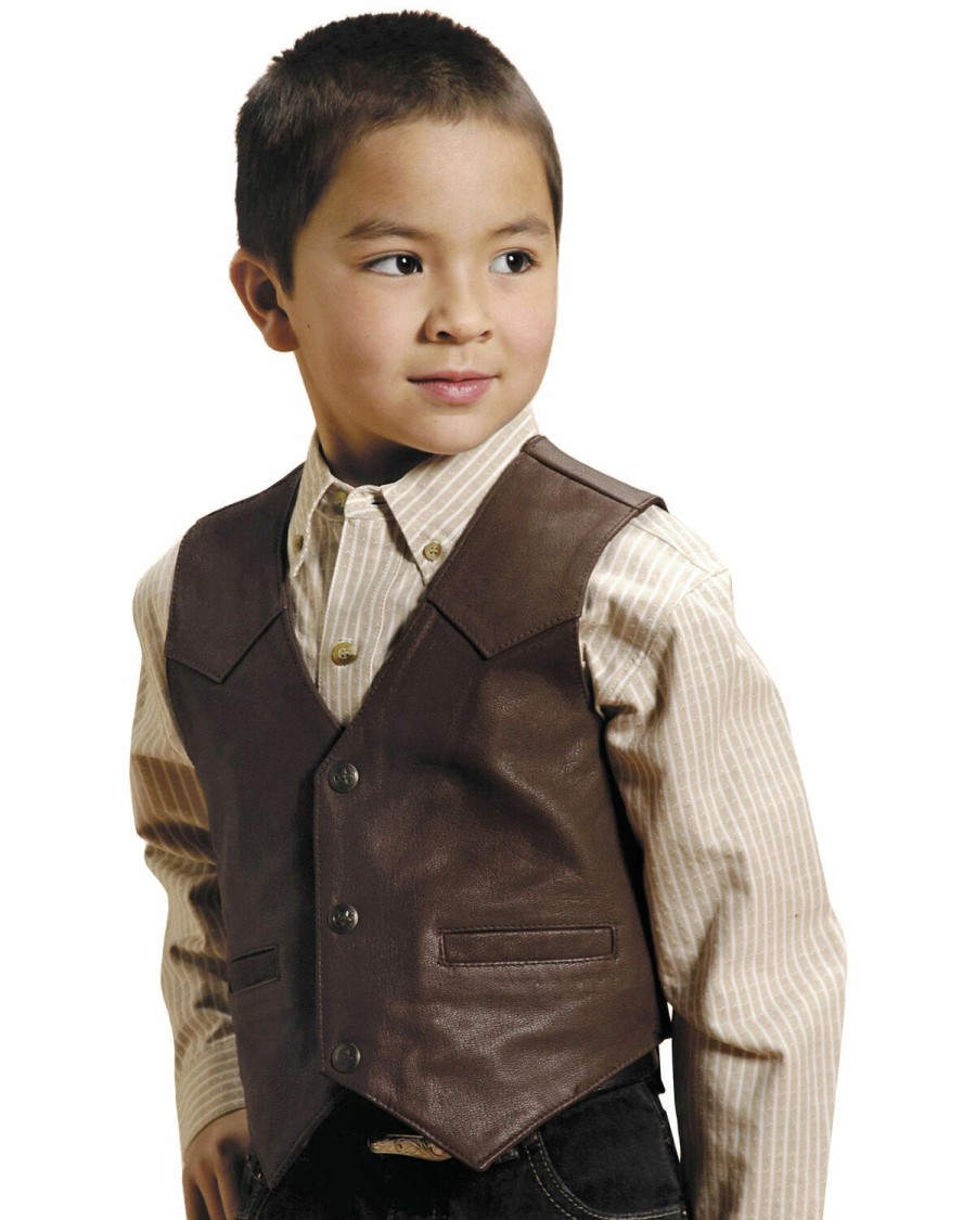 Kids * | New Roper Boys' Western Nappa Leather Vest