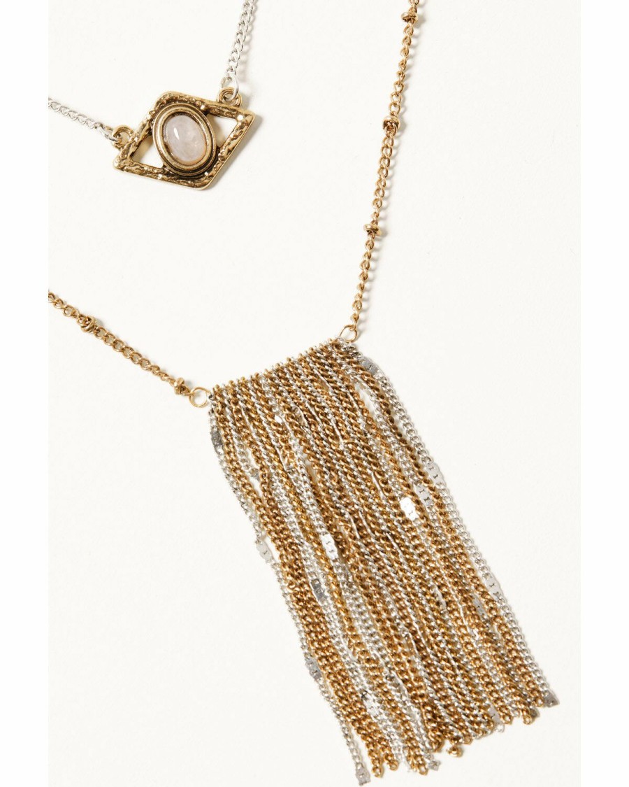 Gifts * | Special Offers Shyanne Women'S Gold & Silver Evil Eye Fringe Double Layered Necklace