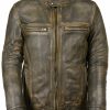 Men * | Cut Price Milwaukee Leather Men'S Brown Distressed Scooter Jacket W/ Venting Big 5X