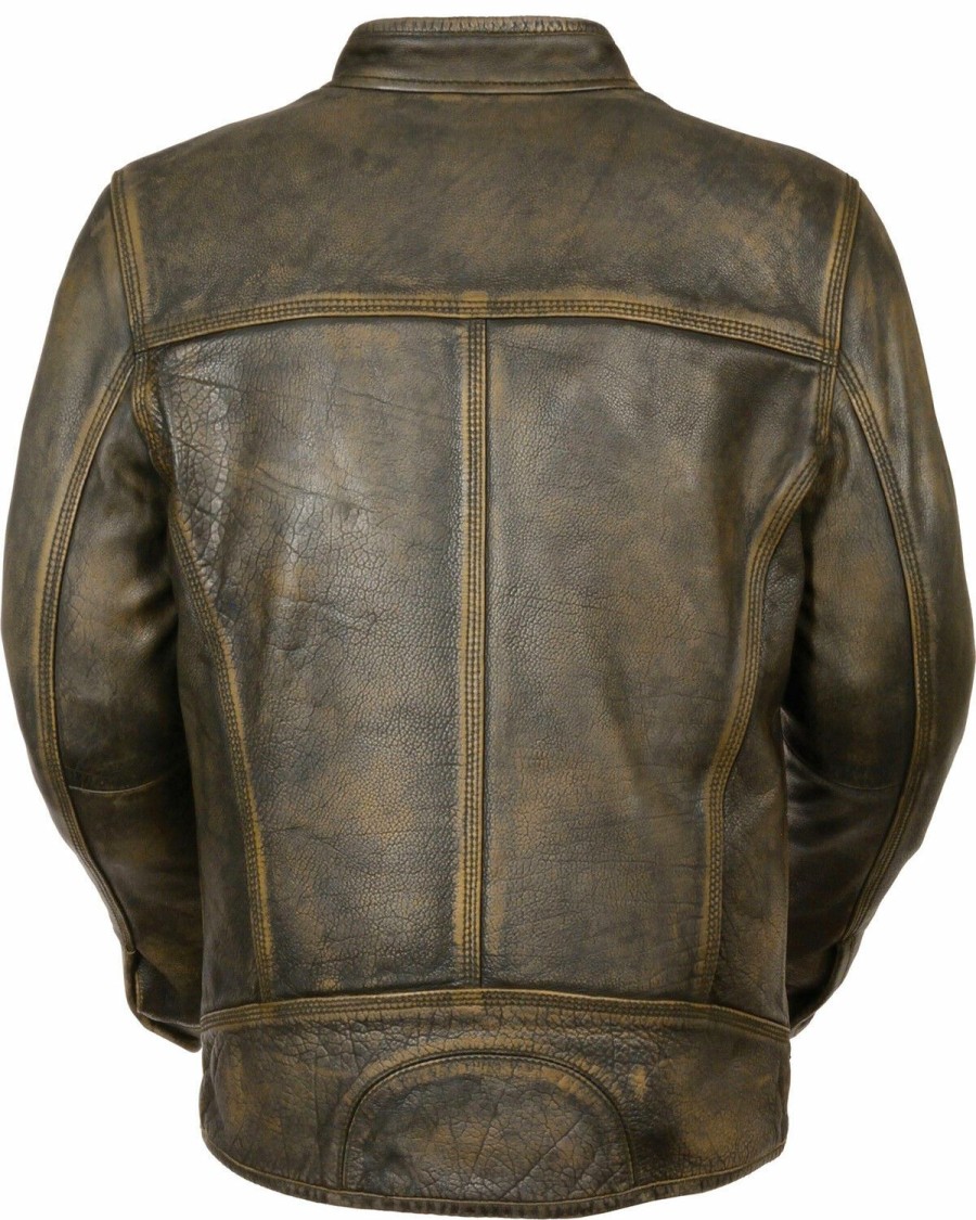 Men * | Cut Price Milwaukee Leather Men'S Brown Distressed Scooter Jacket W/ Venting Big 5X