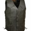 Men * | Latest Milwaukee Leather Men'S Black Classic Side Lace Biker Vest Big