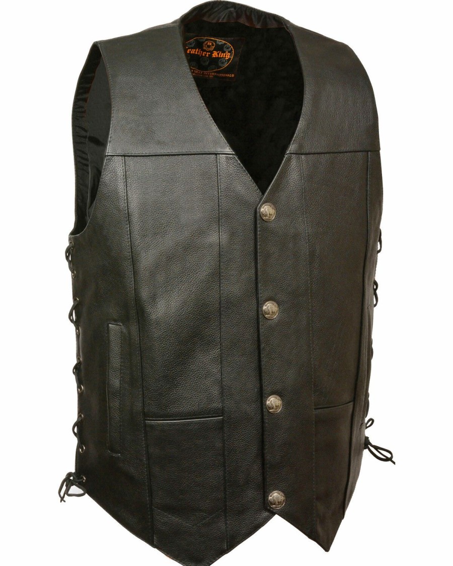 Men * | Sale Online Milwaukee Leather Men'S Black Side Lace Vest Big 5X