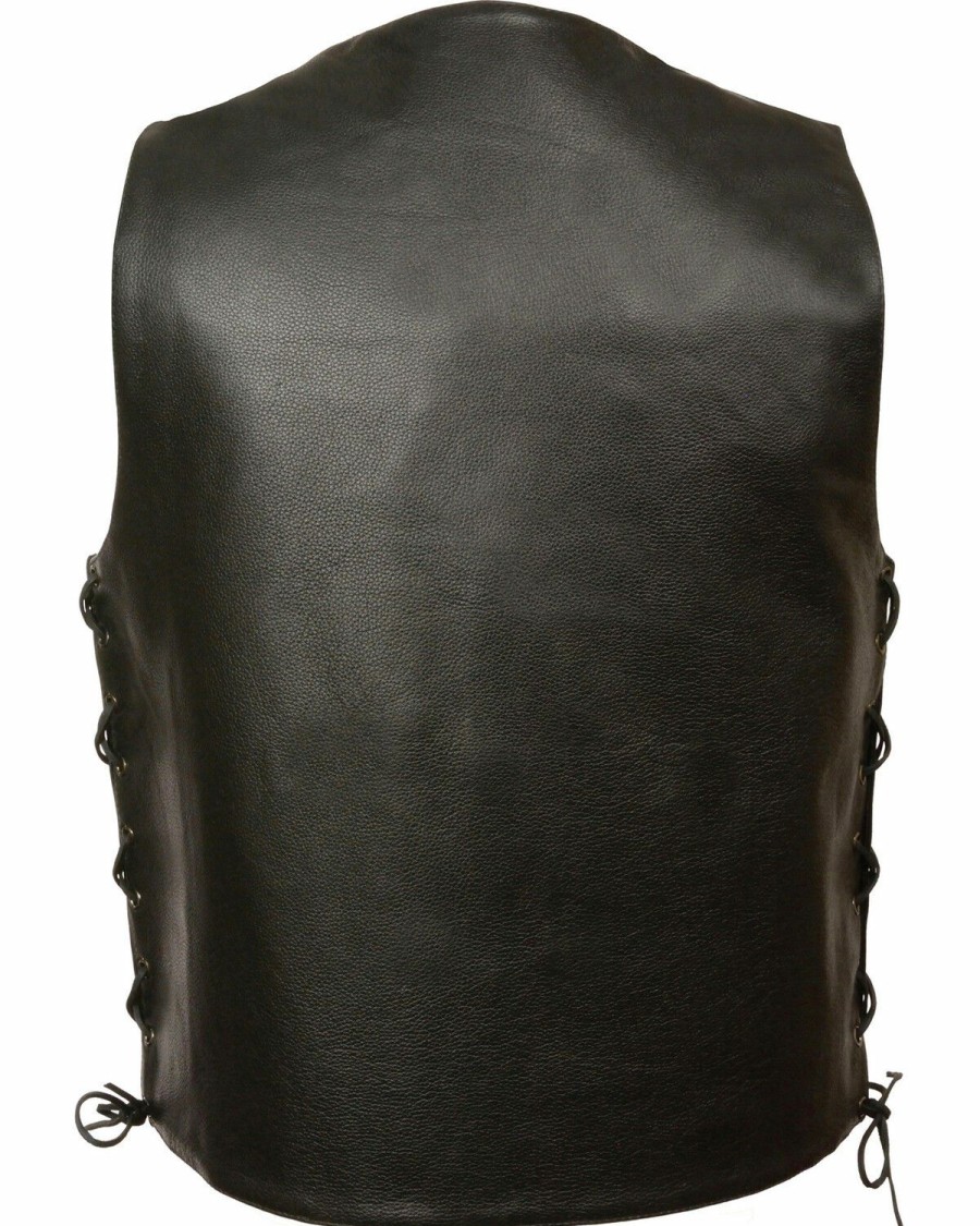 Men * | Sale Online Milwaukee Leather Men'S Black Side Lace Vest Big 5X